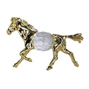 Lencia Star Gold Toned Austrian Crystal Horse Miniature Figurine